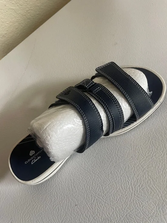 Clarks Cloudsteppers Cushion Soft Navy Slide In Sandals. Good Condition. Size 6M - Picture 14 of 14